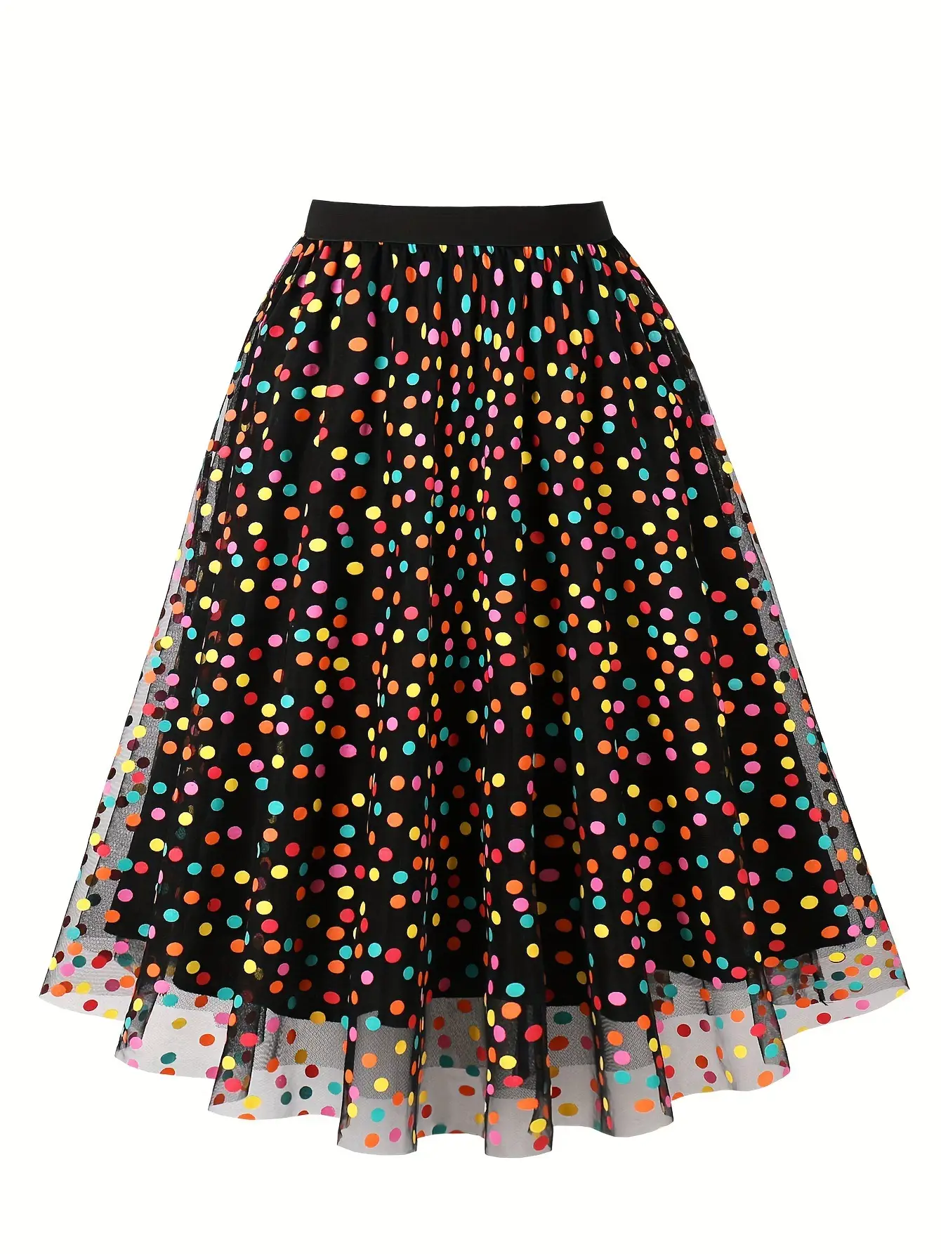 Fairy Pleated Colorful Dot Gauze Skirt Mid Length — feature 8