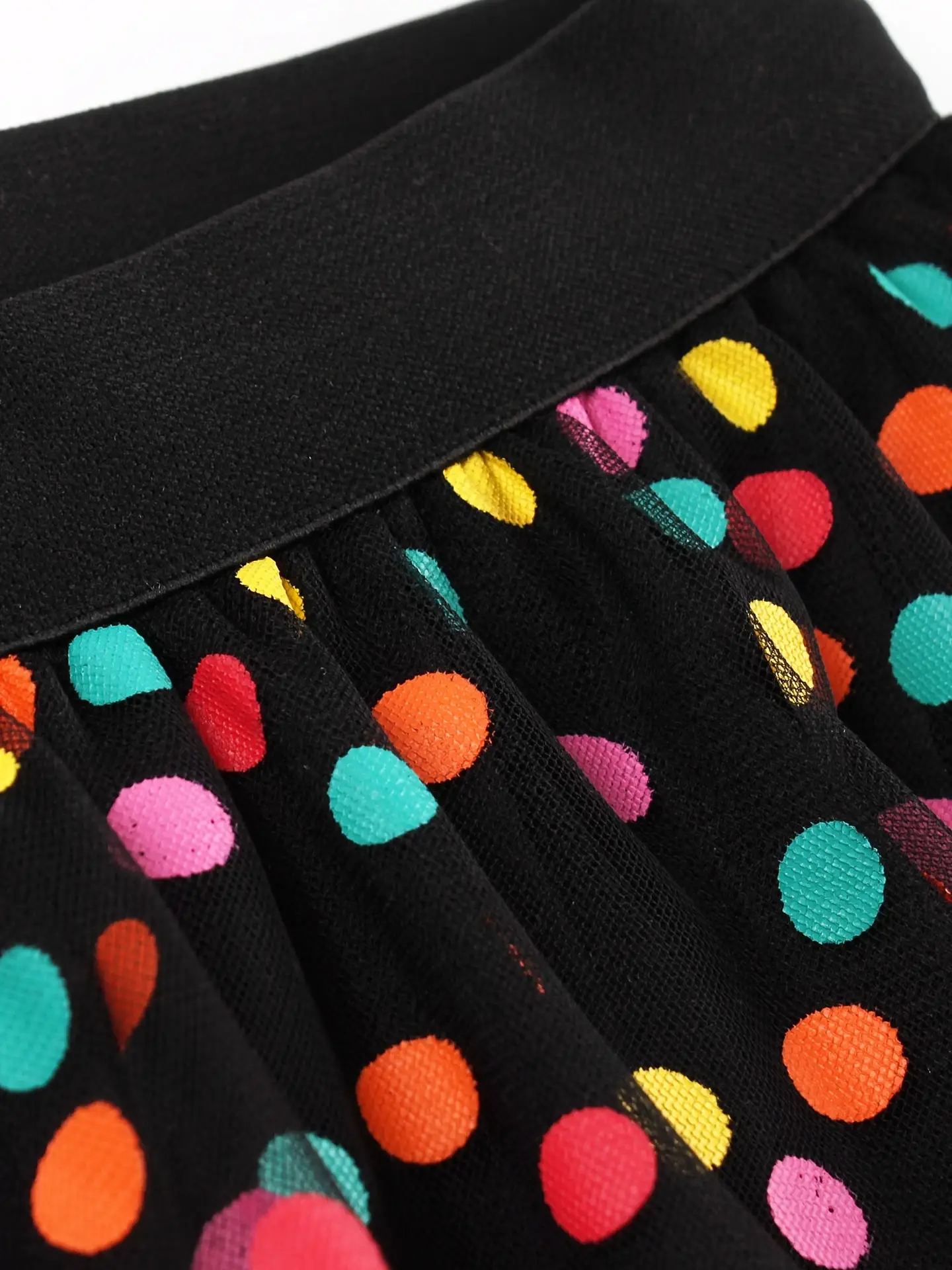 Fairy Pleated Colorful Dot Gauze Skirt Mid Length — feature 9