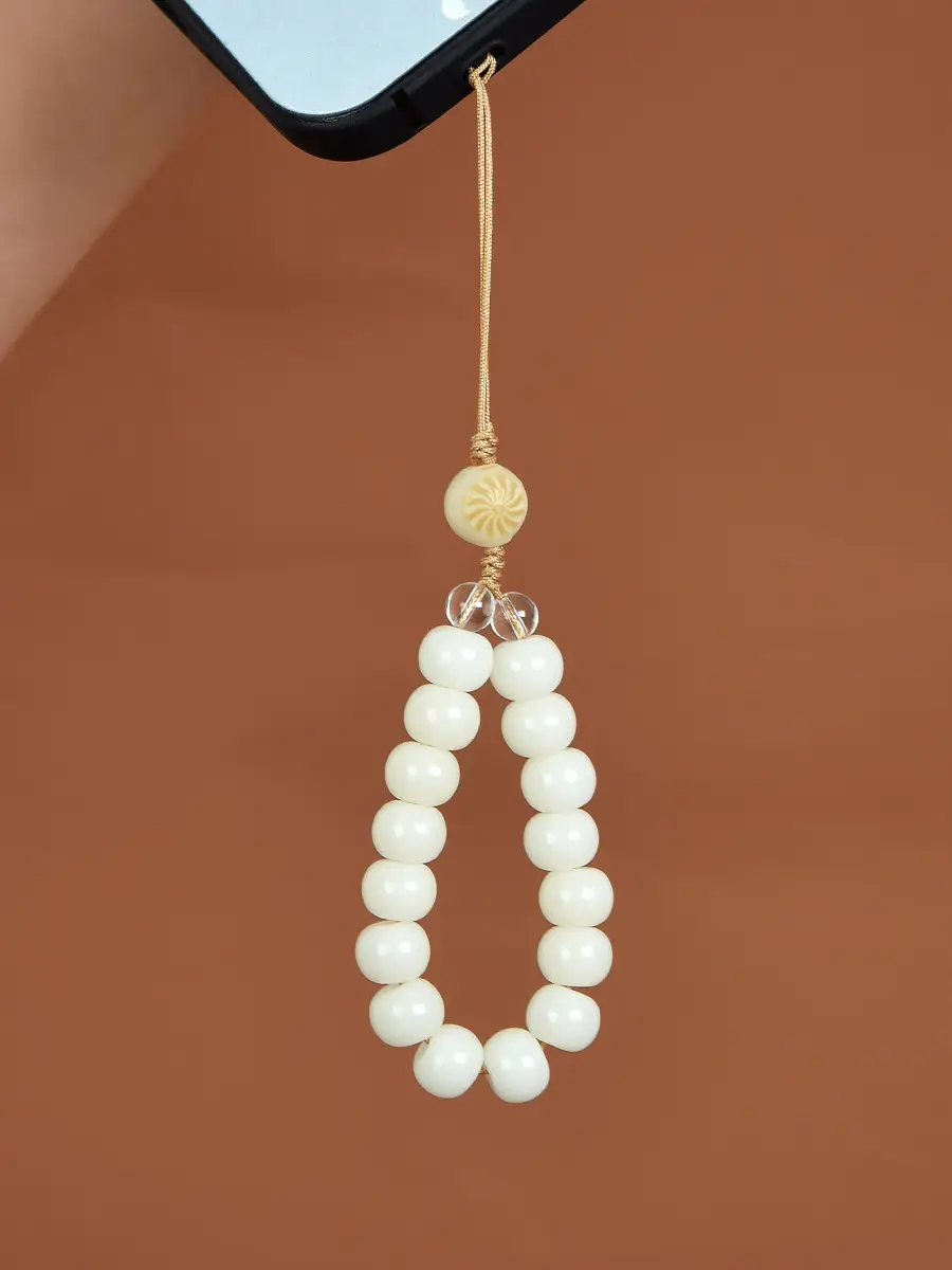 White Jade Bodhi Root Mobile Phone Chain Lanyard Men's and Women's Short Ring Buckle Keychain Pendant Cat Claw Pendant - Image 3