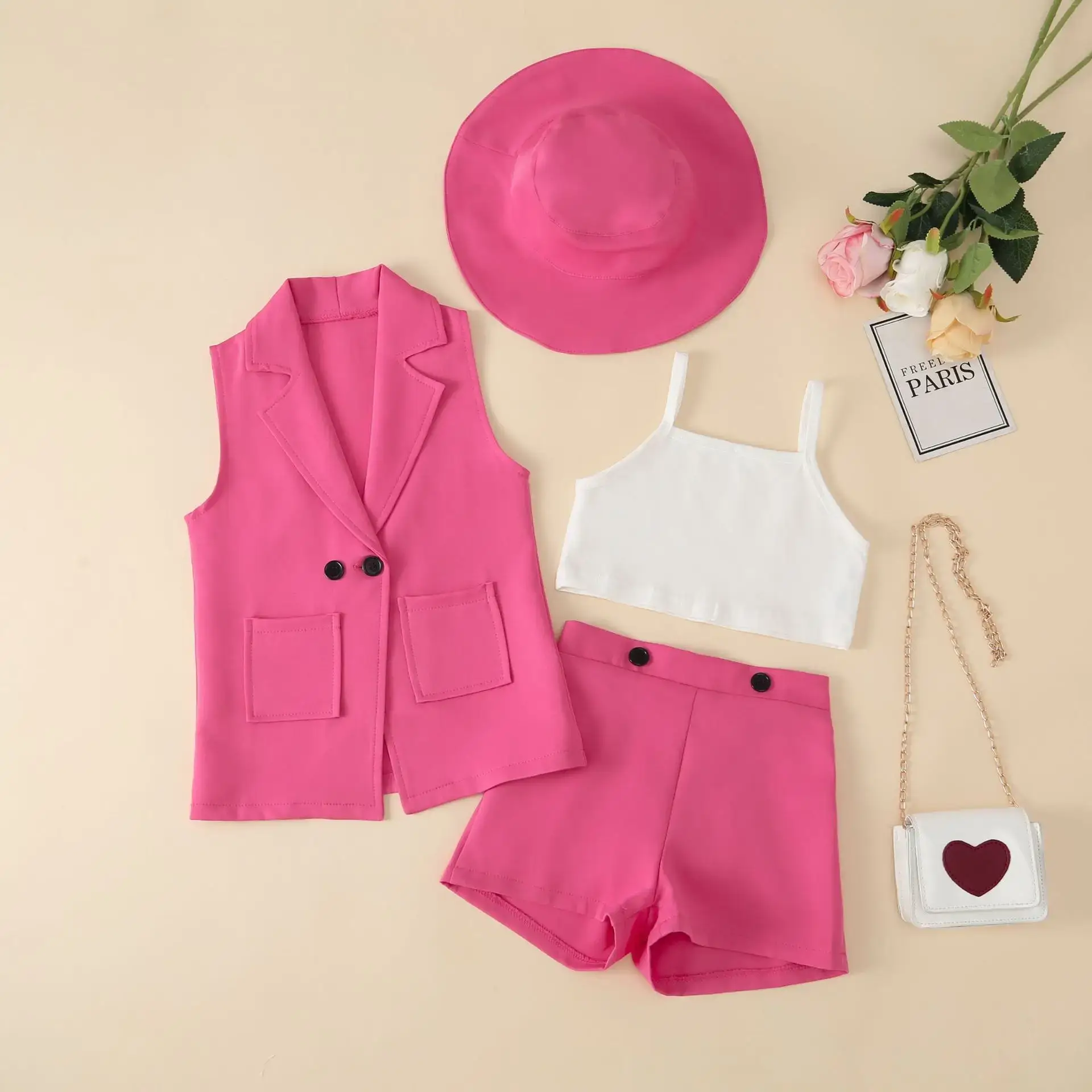 Purple 4-Piece Girl Suit with Hat & Sunglasses