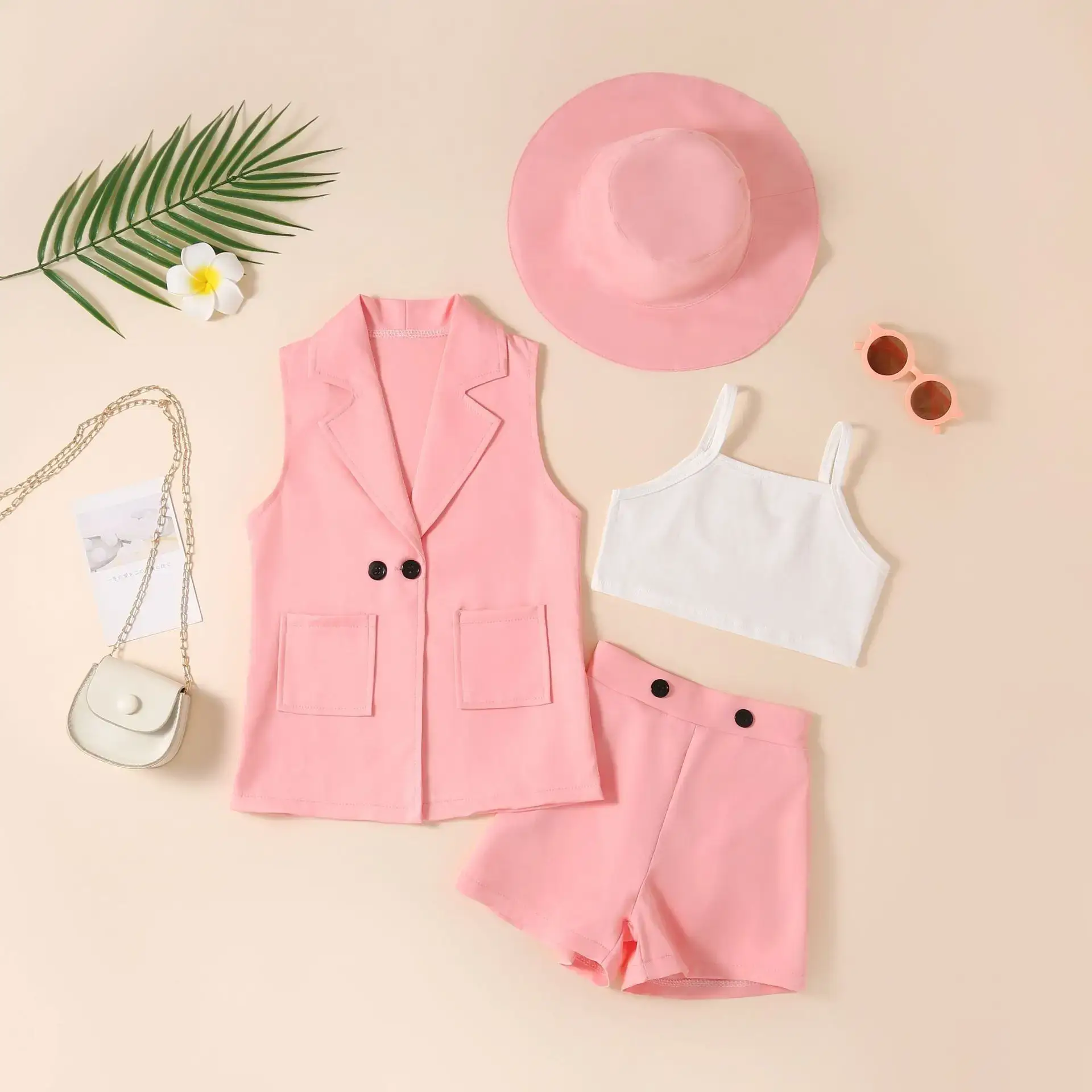 Purple 4-Piece Girl Suit with Hat & Sunglasses
