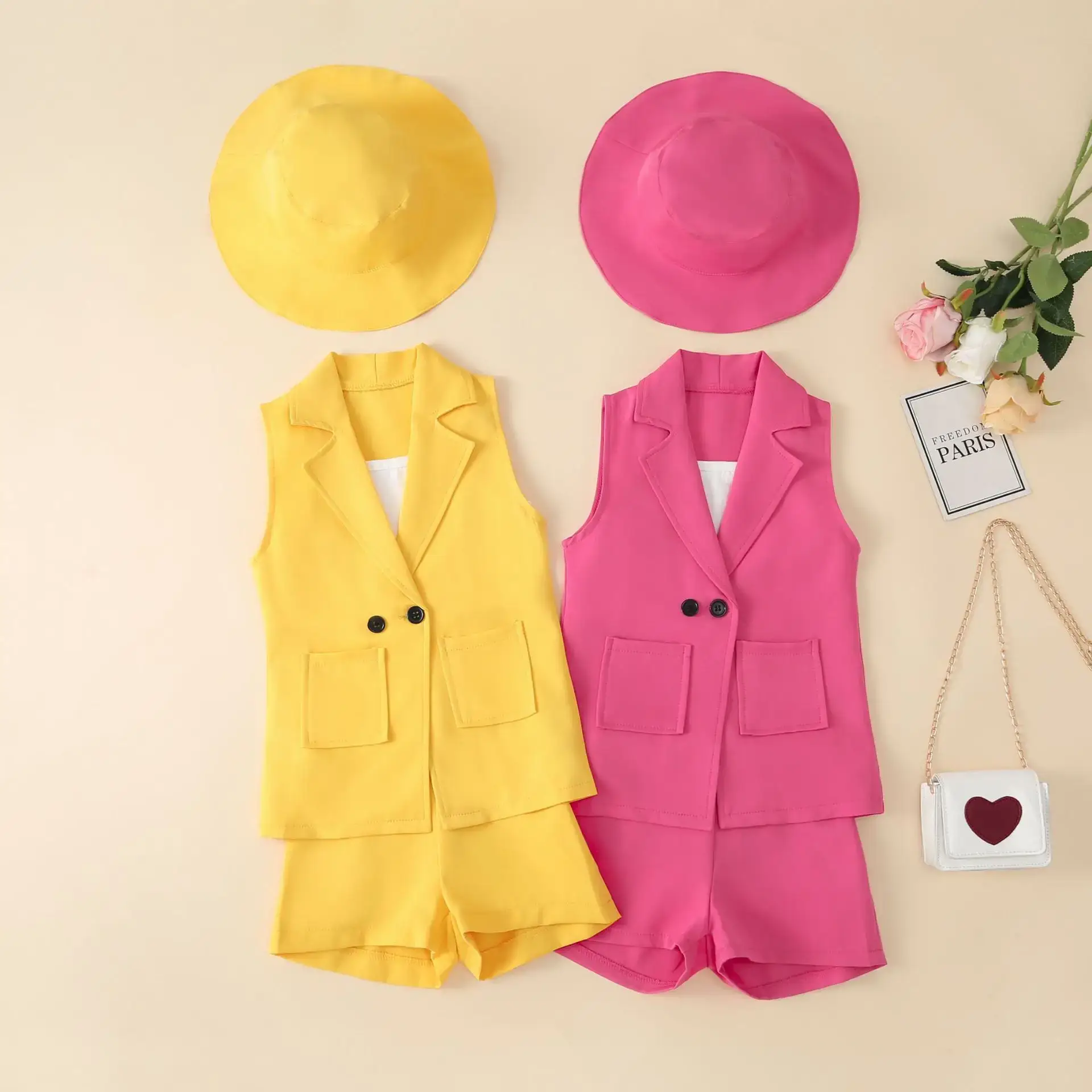 Purple 4-Piece Girl Suit with Hat & Sunglasses — feature 2