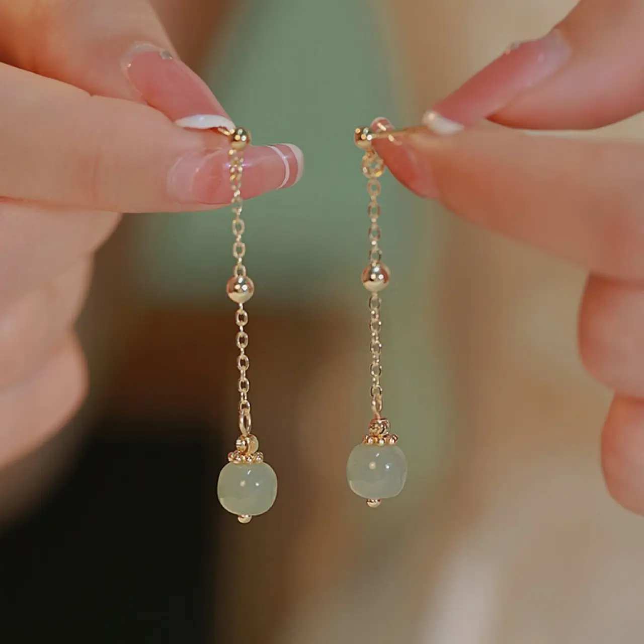 Japanese Style Hetian Jade Earrings for Women - Image 2