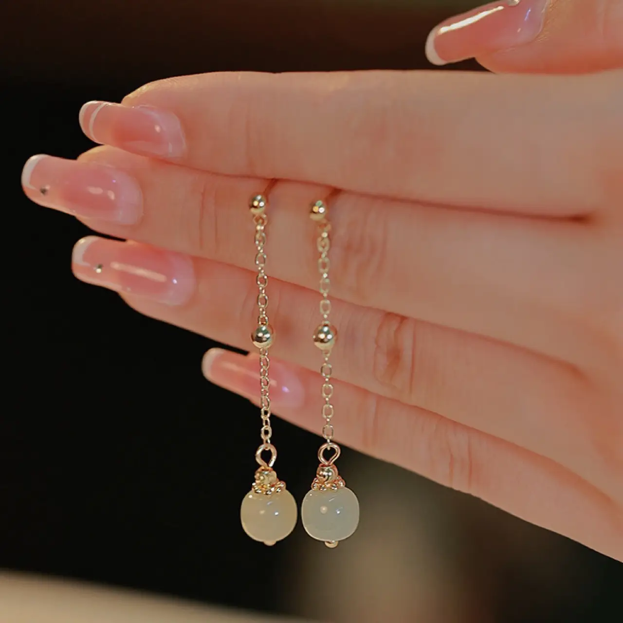 Japanese Style Hetian Jade Earrings for Women - Image 3