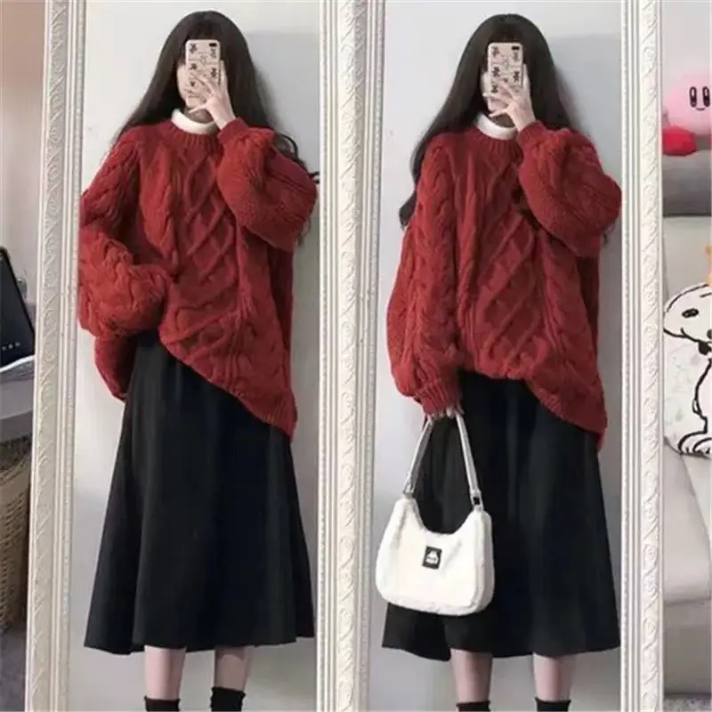 Women's Extra Thick Twist Knit Sweater Mid Length 2025 Winter — feature 22