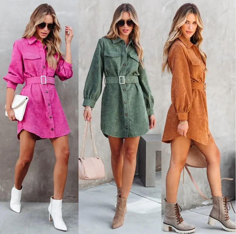 Black Lace-Up Button Dress for Women Winter 2022 — feature 16