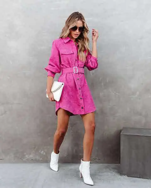 Black Lace-Up Button Dress for Women Winter 2022 — feature 6