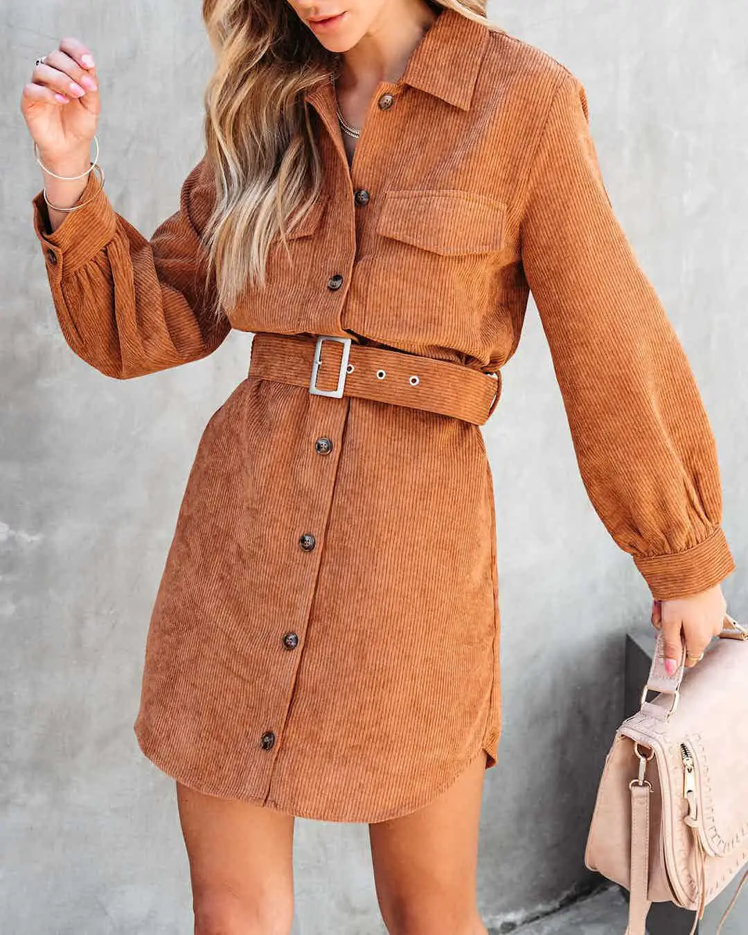 Black Lace-Up Button Dress for Women Winter 2022 — feature 7