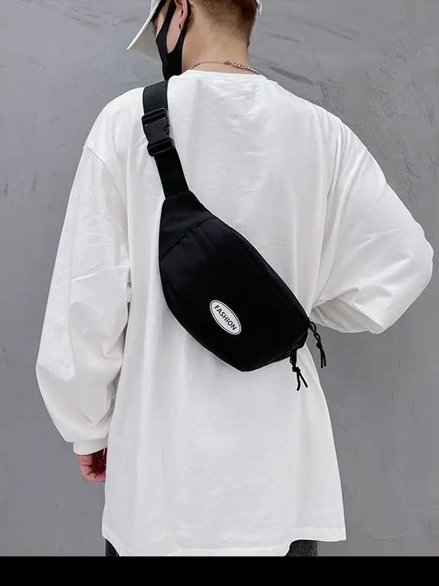 Japanese Style Men's White Crossbody Phone Waist Bag - Image 6