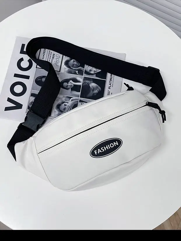 Japanese Style Men's White Crossbody Phone Waist Bag - Image 9