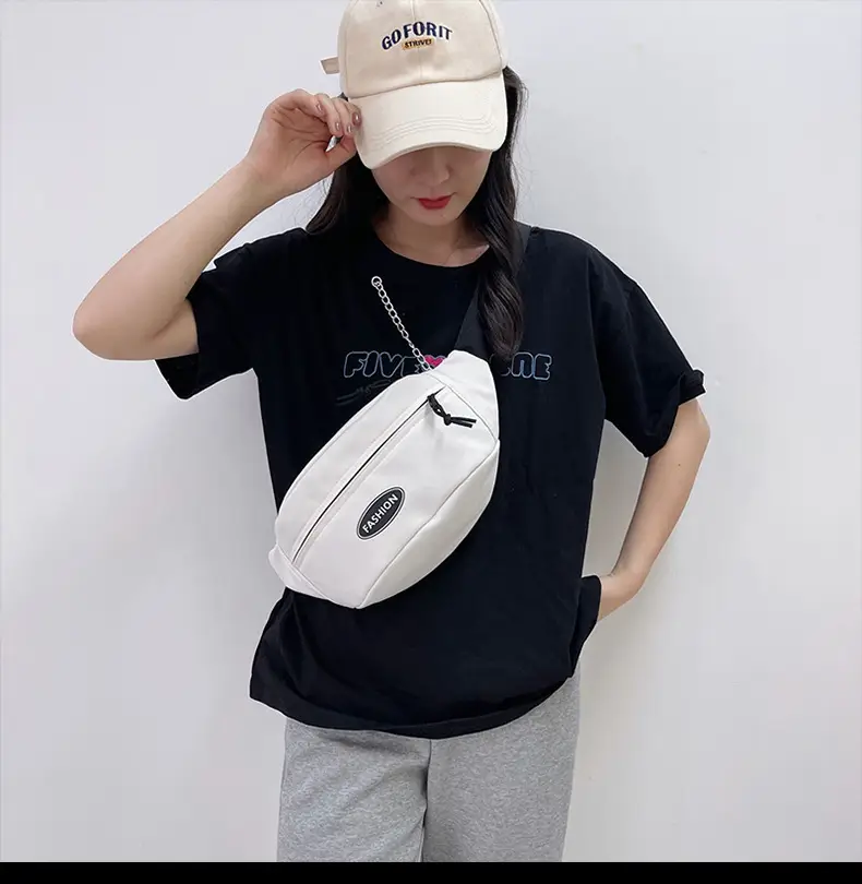 Japanese Style Men's White Crossbody Phone Waist Bag — feature 12