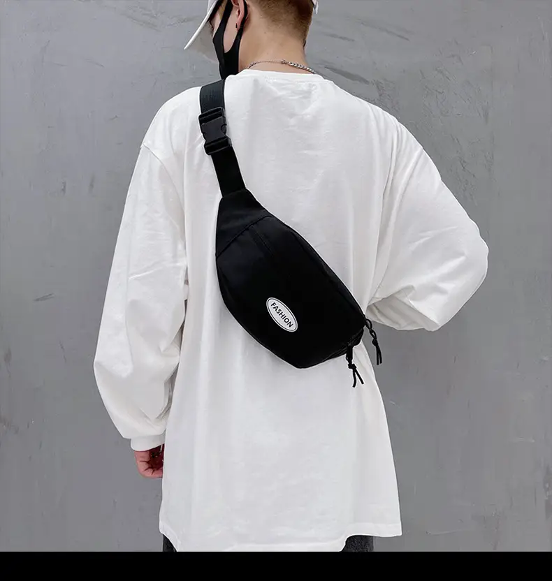 Japanese Style Men's White Crossbody Phone Waist Bag — feature 13