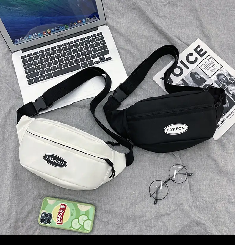 Japanese Style Men's White Crossbody Phone Waist Bag — feature 18