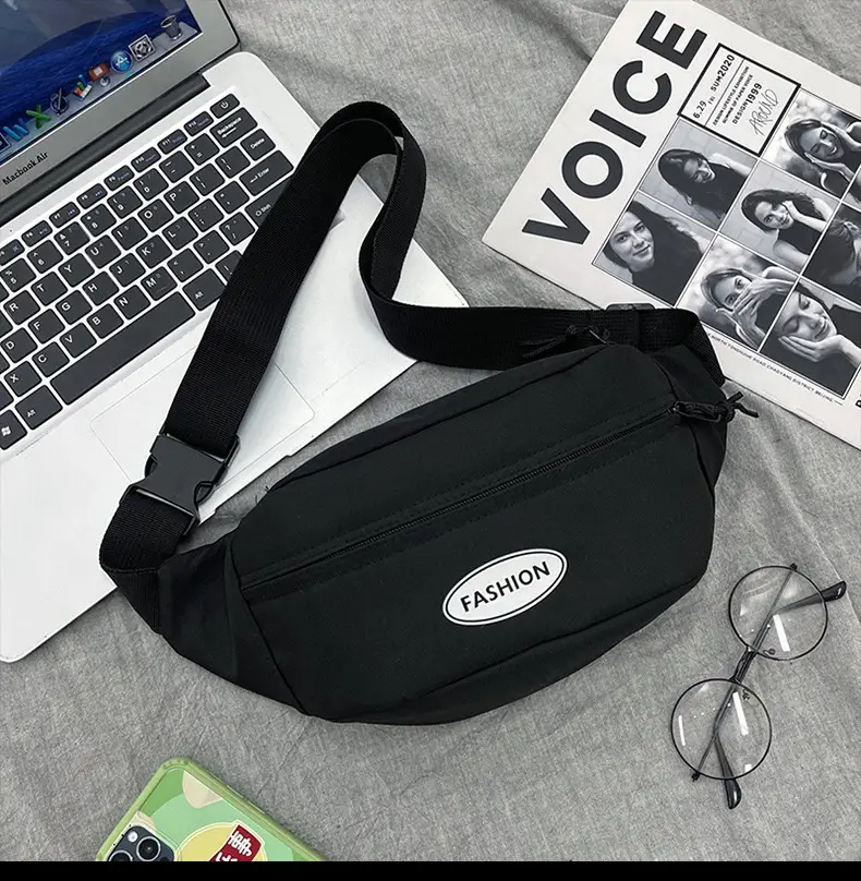 Japanese Style Men's White Crossbody Phone Waist Bag — feature 21