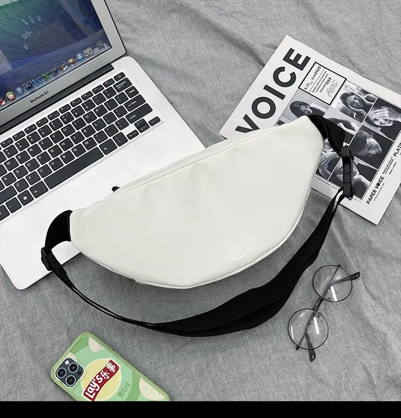 Japanese Style Men's White Crossbody Phone Waist Bag — feature 25