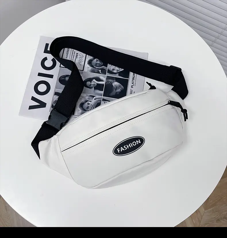 Japanese Style Men's White Crossbody Phone Waist Bag — feature 26