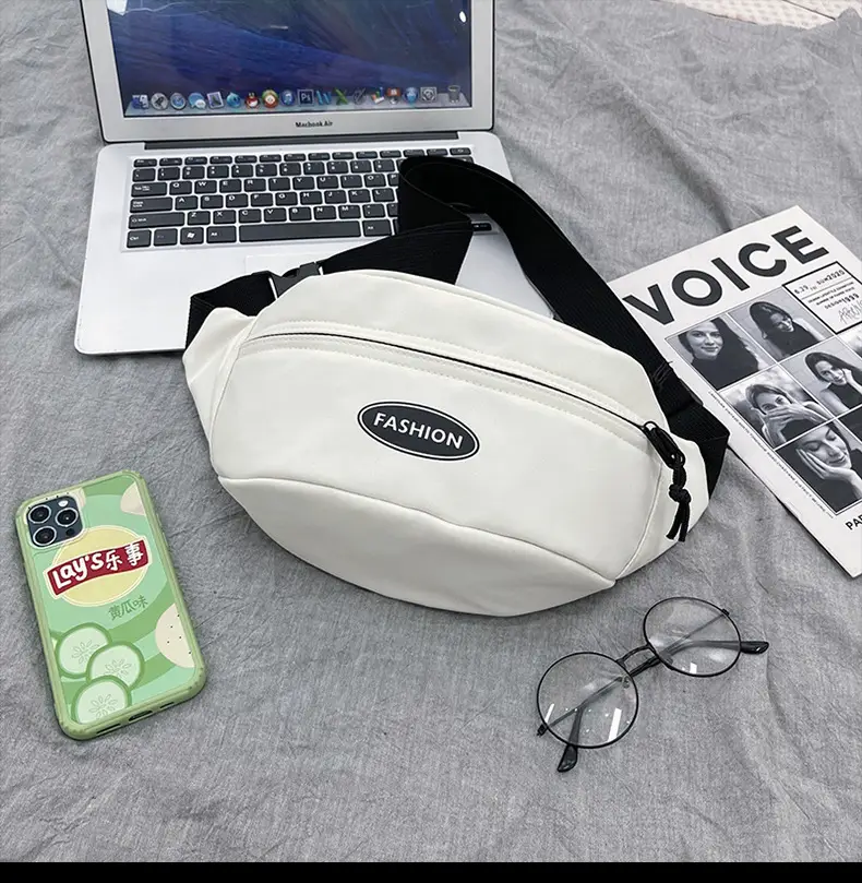 Japanese Style Men's White Crossbody Phone Waist Bag — feature 28