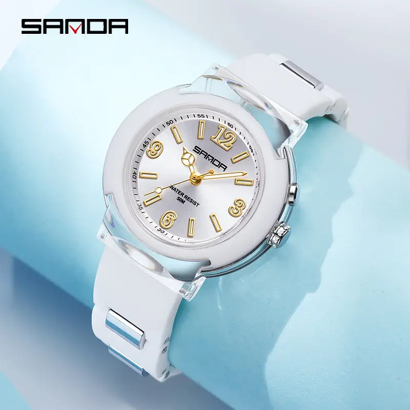 Sanda Rose Gold Quartz Watch with LED Light - Image 11