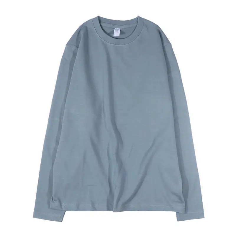 Men Women Long Sleeve T-Shirt 270g Cotton Teal - Image 6