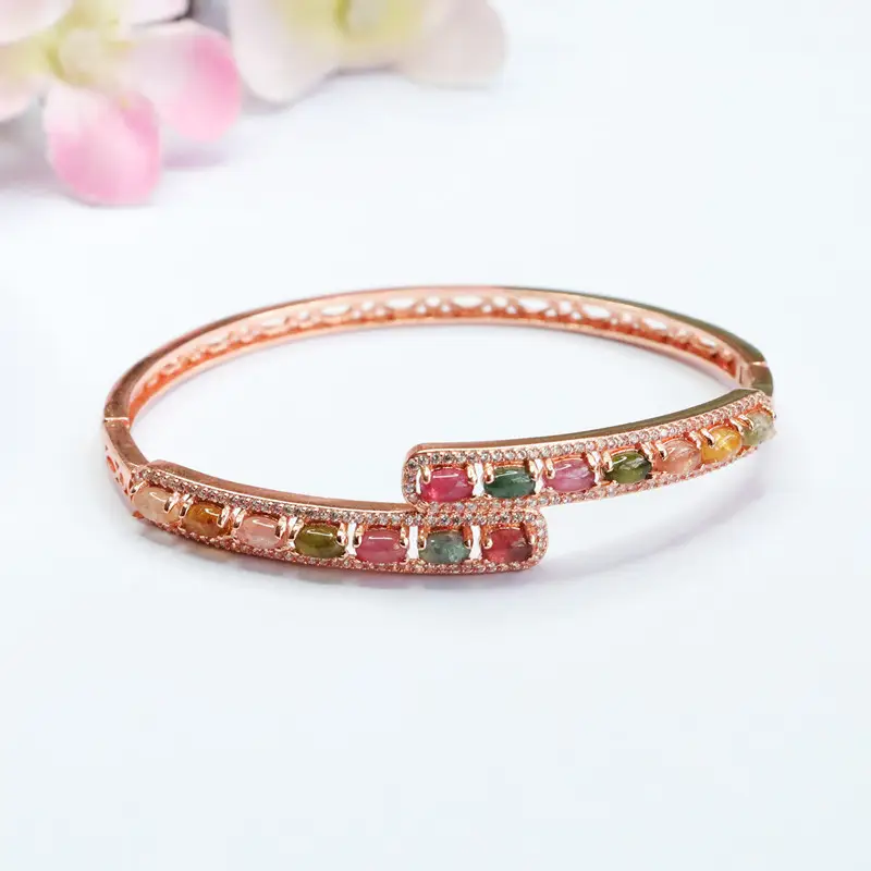 Rose Gold Natural Tourmaline Candy Bracelet - Image 2