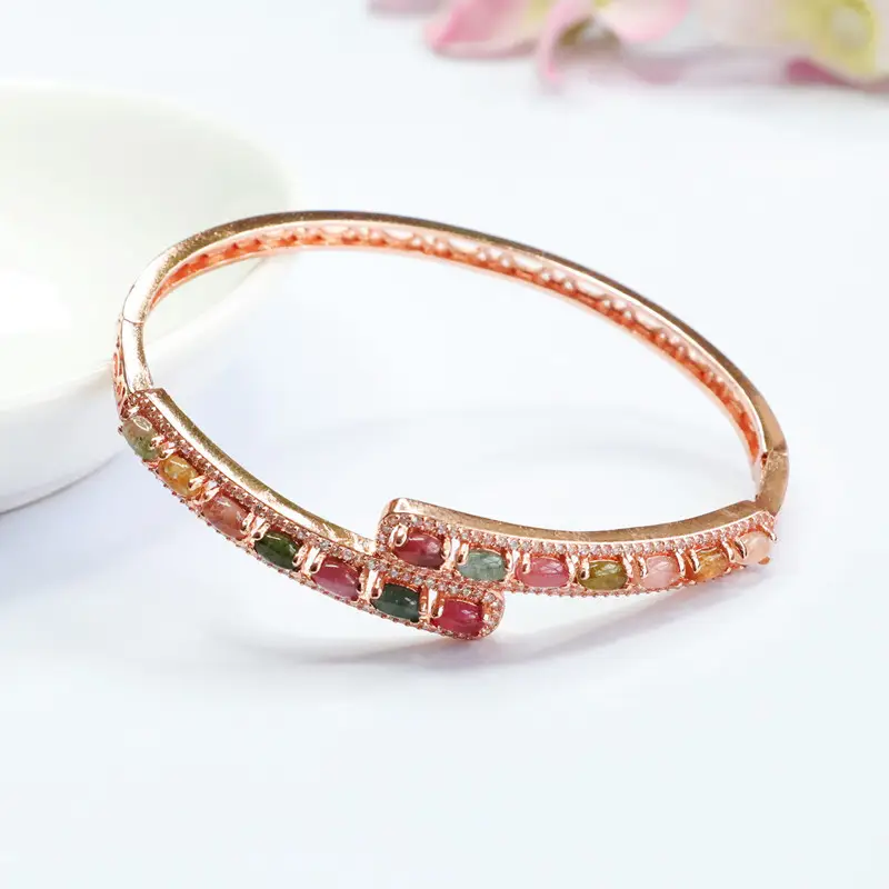 Rose Gold Natural Tourmaline Candy Bracelet - Image 3