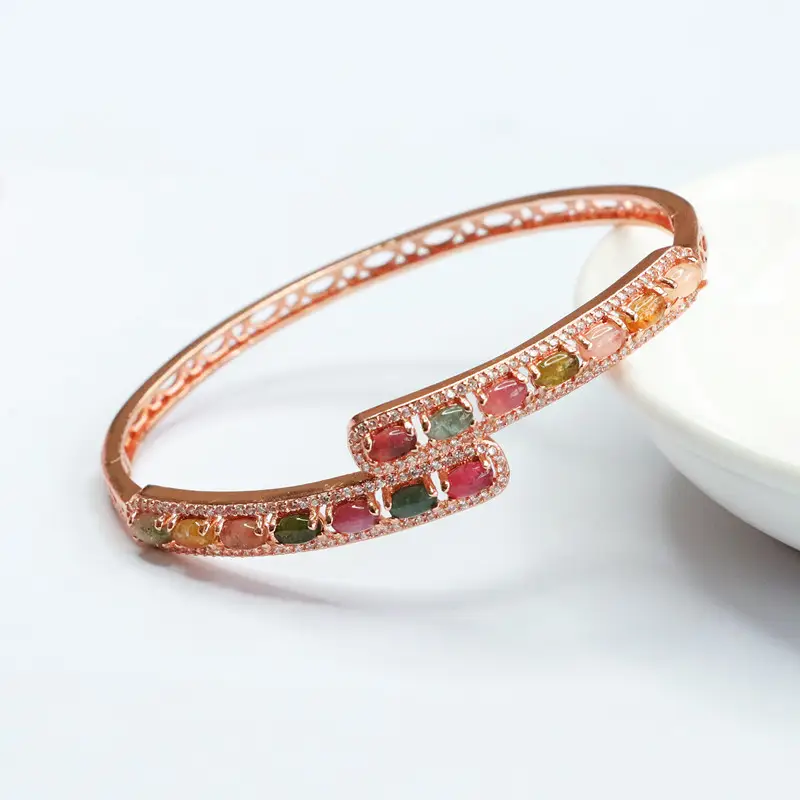 Rose Gold Natural Tourmaline Candy Bracelet - Image 4