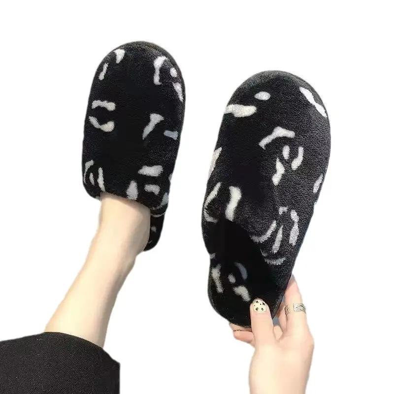 2024 Winter Cotton Slippers Women Velvet Warm Couple Stuffed