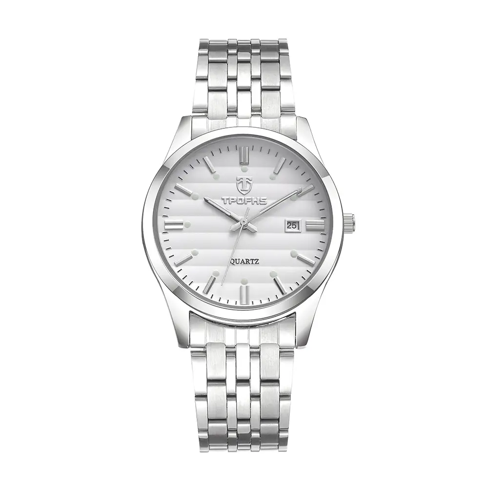 Gold Quartz Couple Watch with Calendar & Waterproof Band