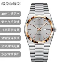 Gold Quartz Couple Watch with Calendar & Waterproof Band — feature 1