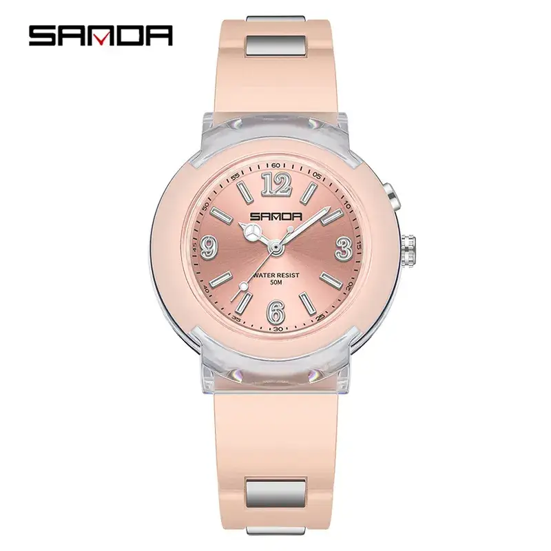Sanda Kids Digital Watch Black Clear Silicone Waterproof