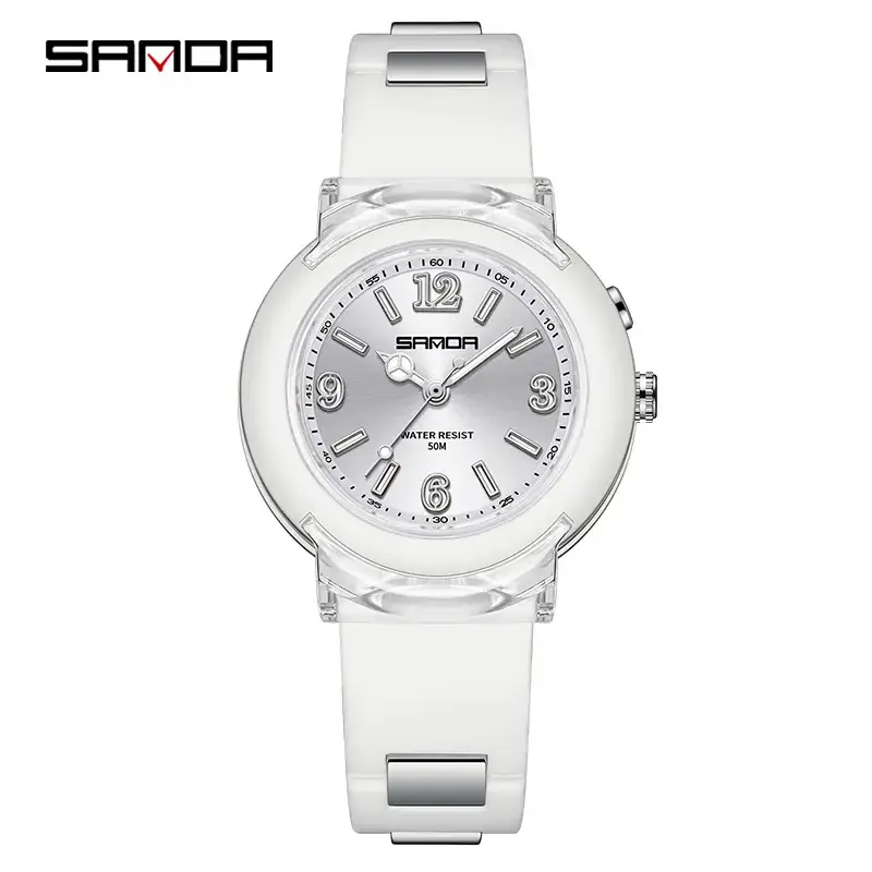 Sanda Kids Digital Watch Black Clear Silicone Waterproof