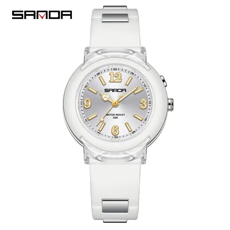 Sanda Kids Digital Watch Black Clear Silicone Waterproof