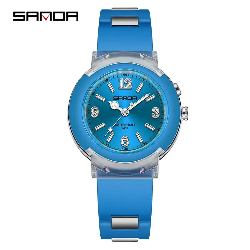 Sanda Kids Digital Watch Black Clear Silicone Waterproof