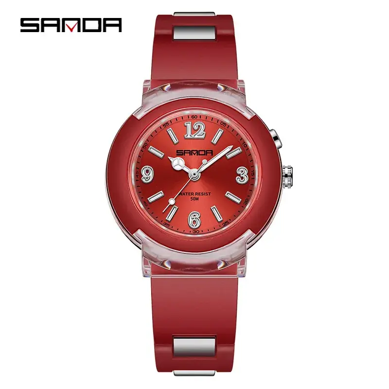 Sanda Kids Digital Watch Black Clear Silicone Waterproof