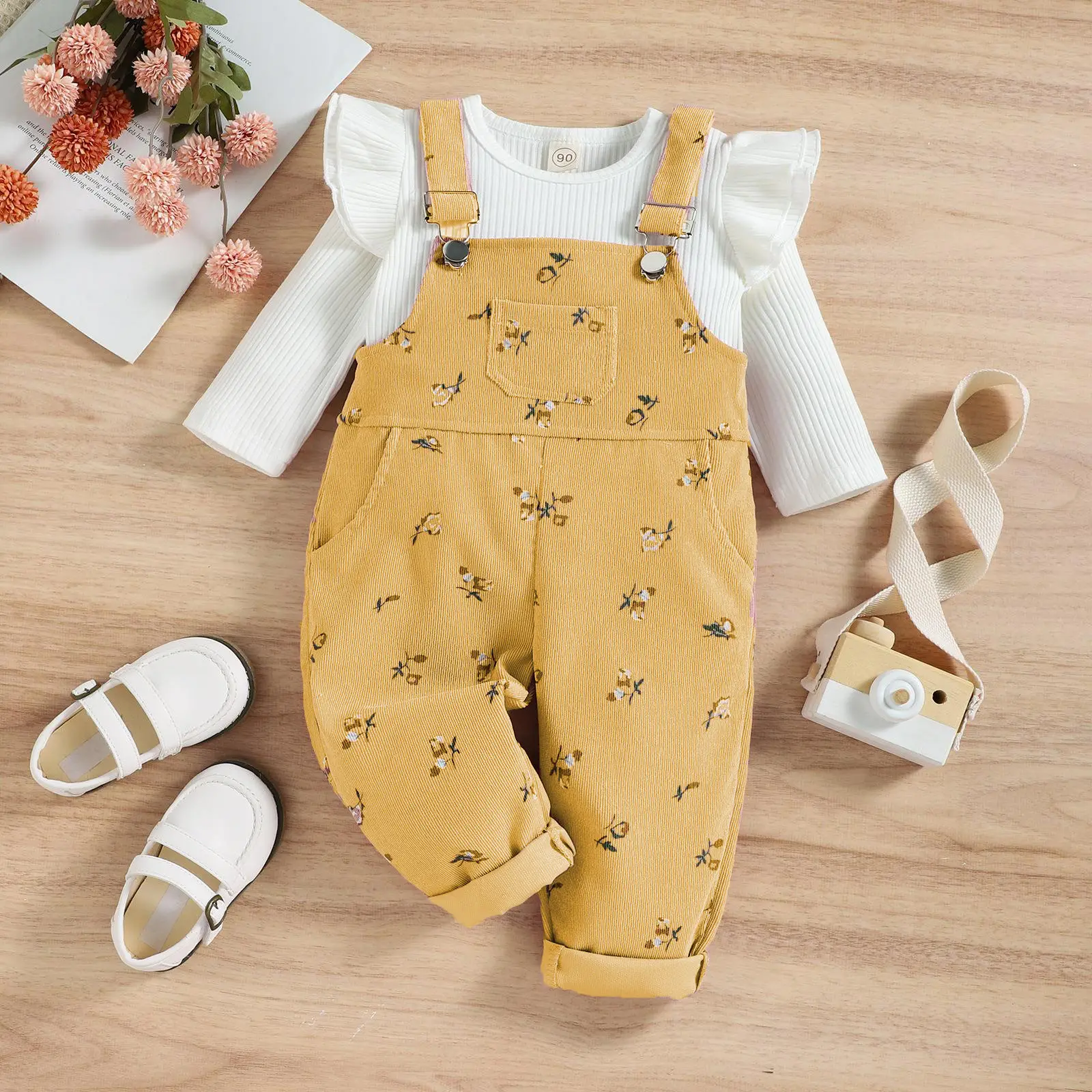 Baoxin Cotton Pit Striped Suit for Girls Yellow - Image 2