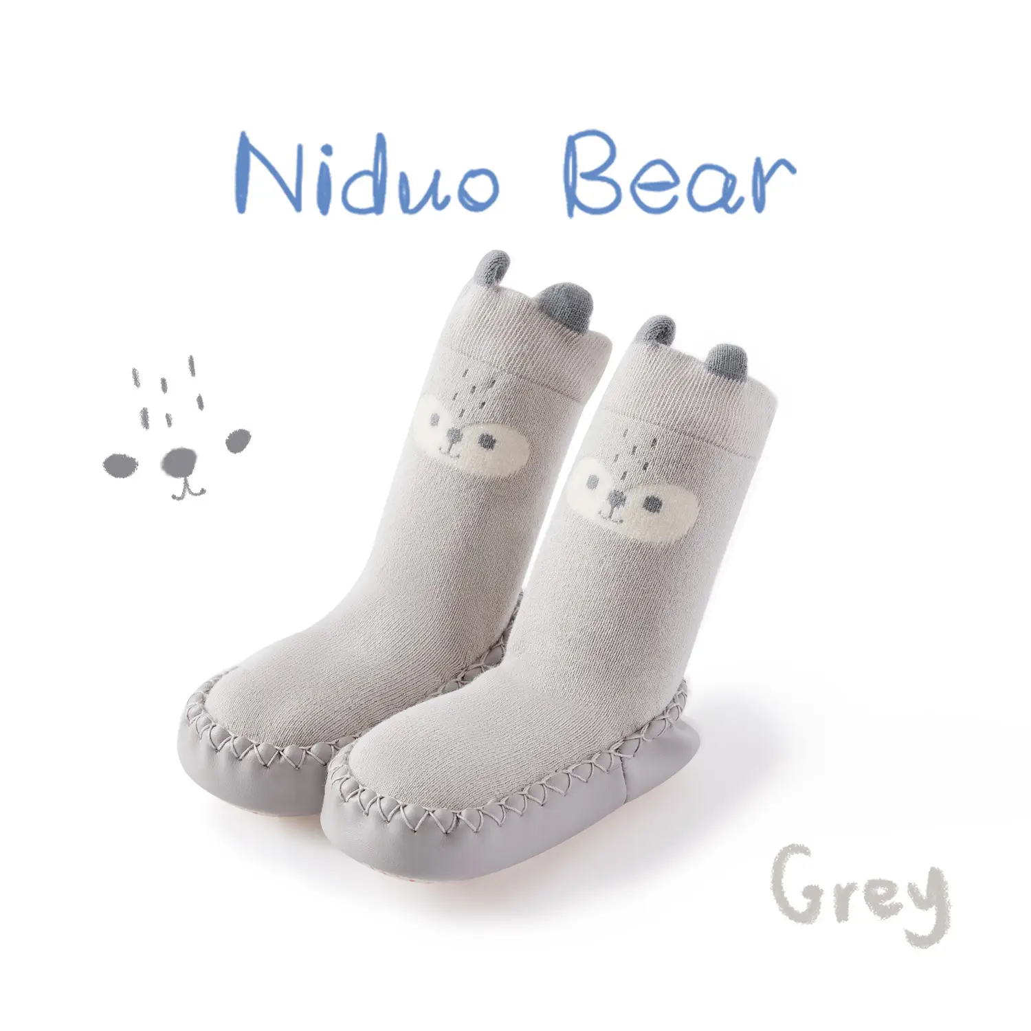 Pink Baby Foot Covers with Non-Slip Soles - Image 3