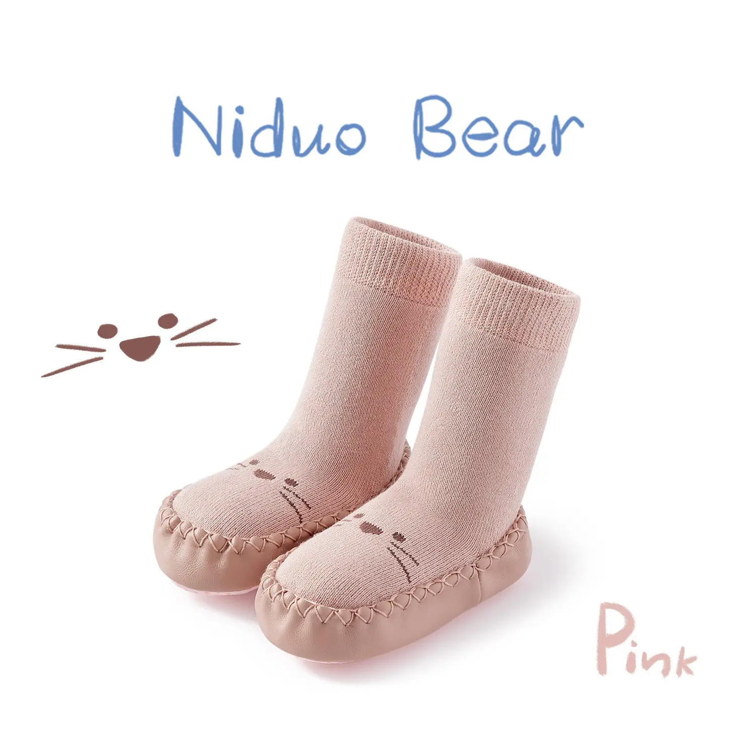 Pink Baby Foot Covers with Non-Slip Soles - Image 7