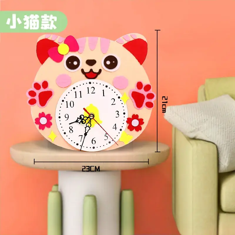 DIY Cat Cartoon Wall Clock for Home Decor