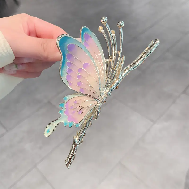 Fairy Style Hair Clip with Rainbow Butterfly Design - Image 4