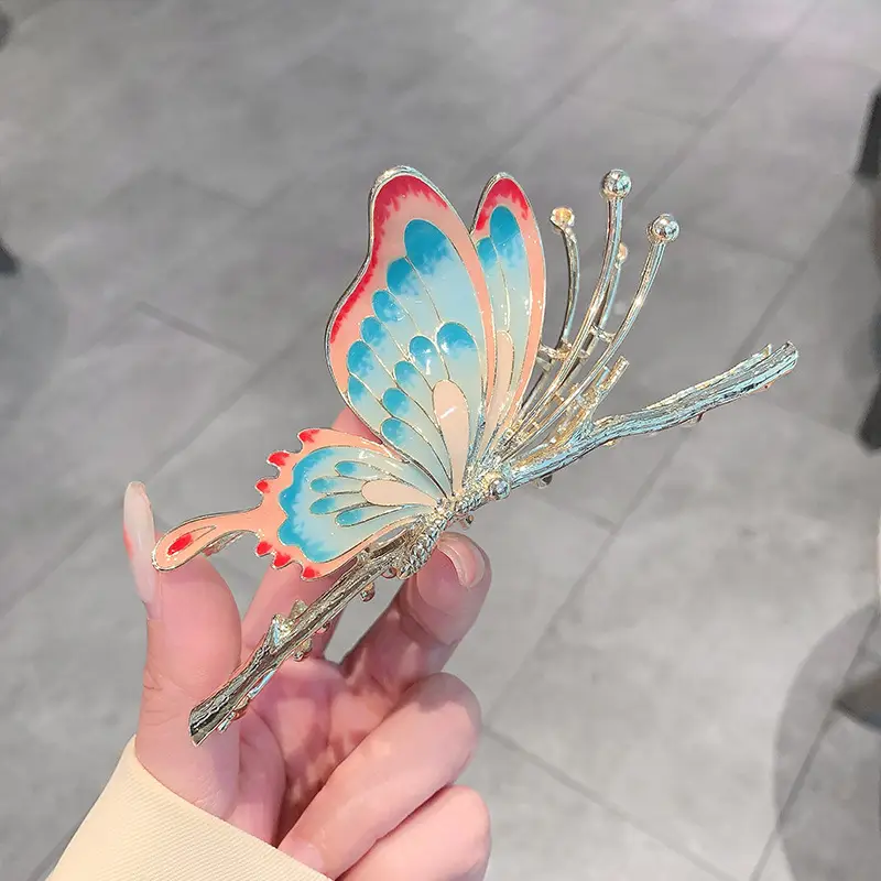 Fairy Style Hair Clip with Rainbow Butterfly Design - Image 2