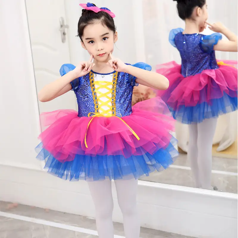 Girls Sequin Princess Gauze Skirt Dance Outfit — feature 1