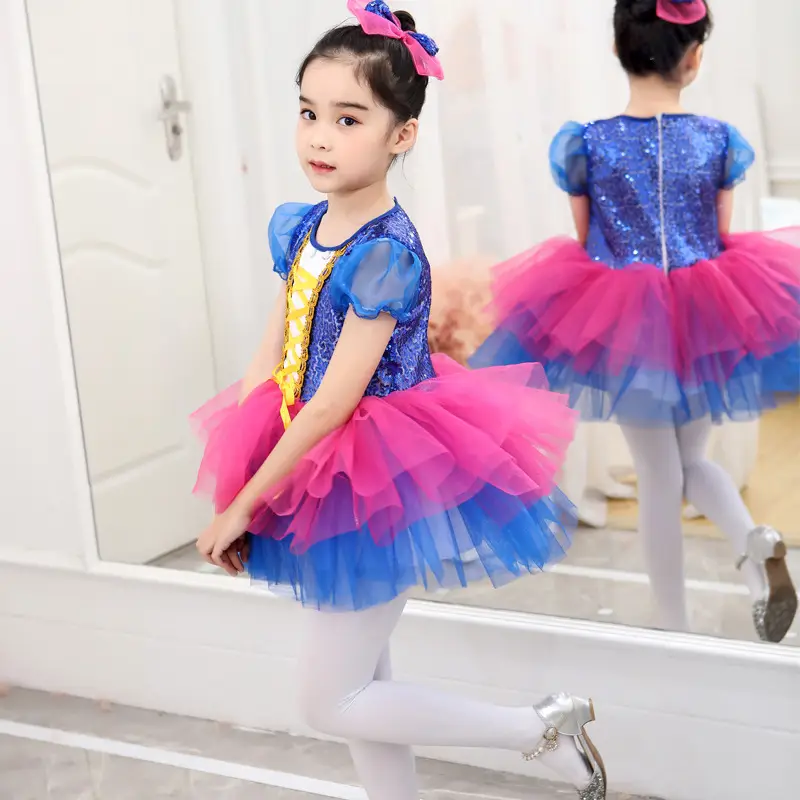 Girls Sequin Princess Gauze Skirt Dance Outfit — feature 2