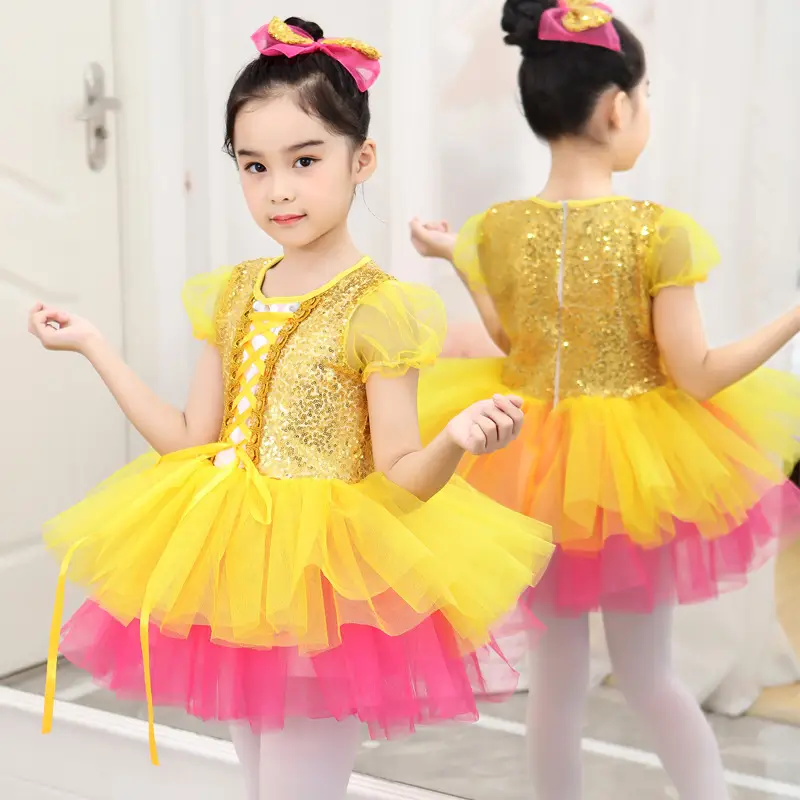 Girls Sequin Princess Gauze Skirt Dance Outfit — feature 6