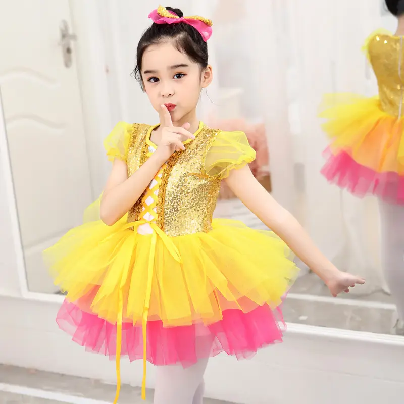 Girls Sequin Princess Gauze Skirt Dance Outfit — feature 7