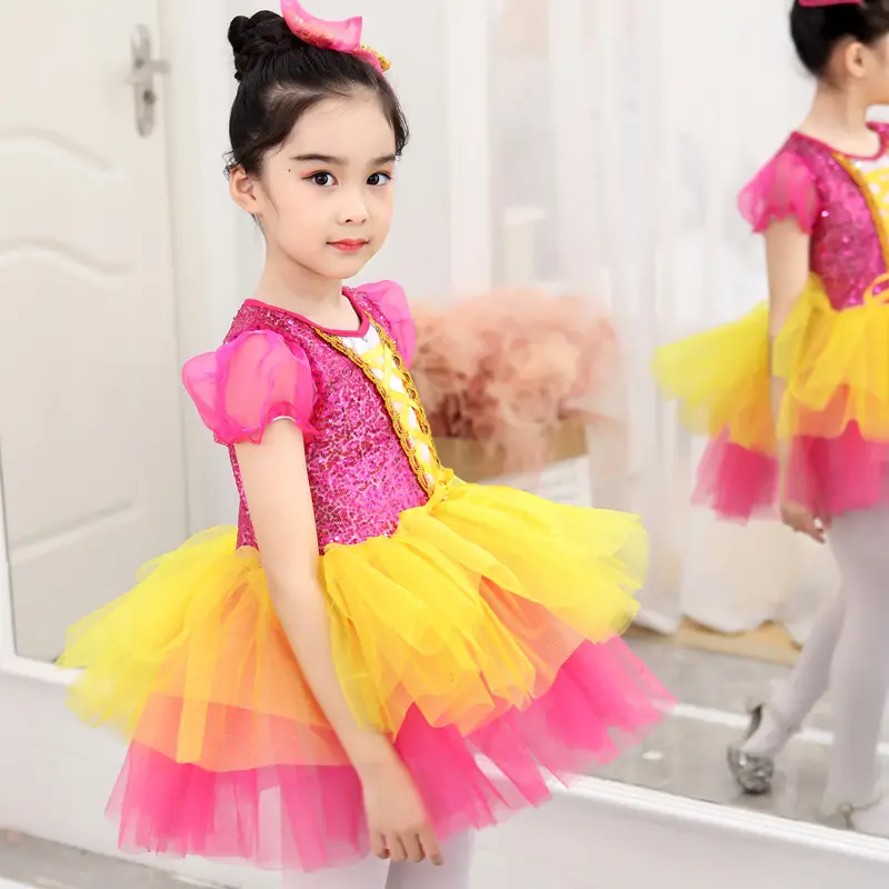 Girls Sequin Princess Gauze Skirt Dance Outfit — feature 8