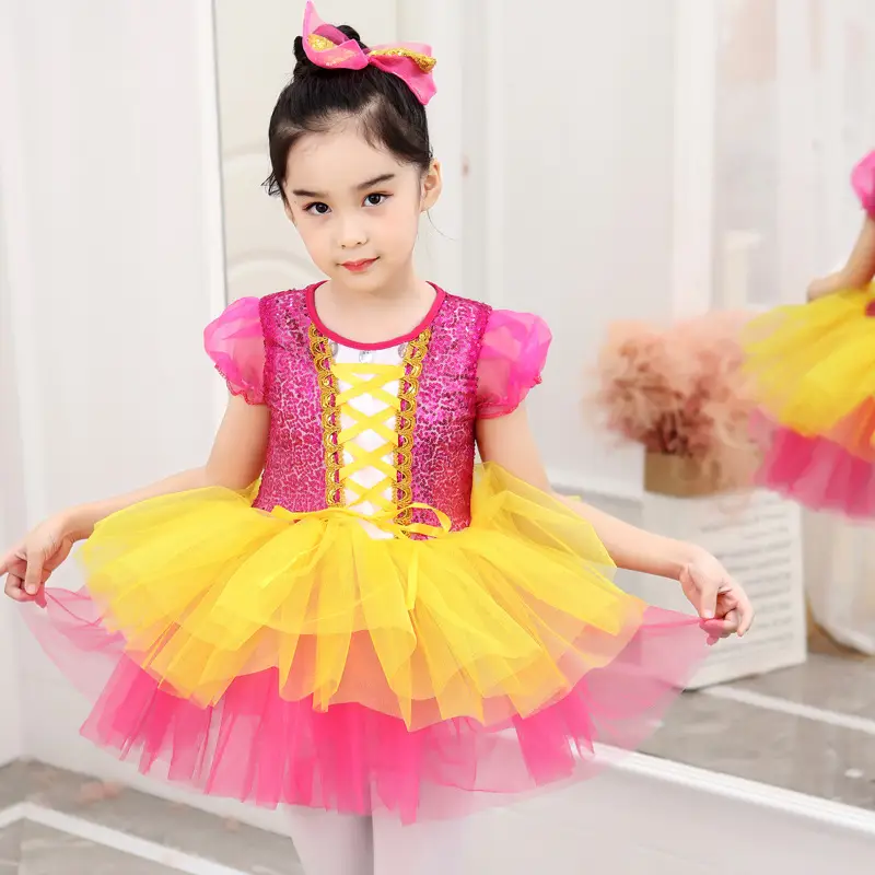 Girls Sequin Princess Gauze Skirt Dance Outfit — feature 9