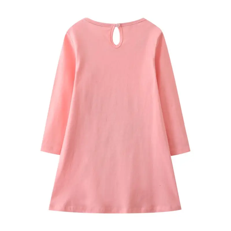 Long Sleeve Girls Dress Pink Princess Print - Image 5