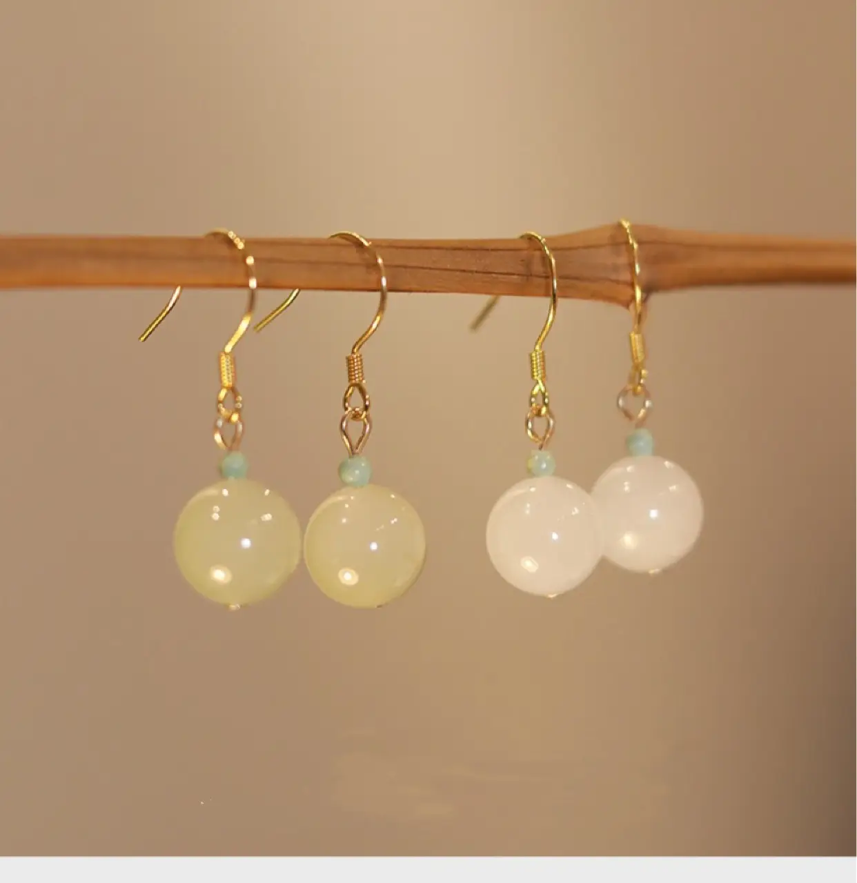 White Hetian Jade Earrings Sapam Design Small All Match — feature 7
