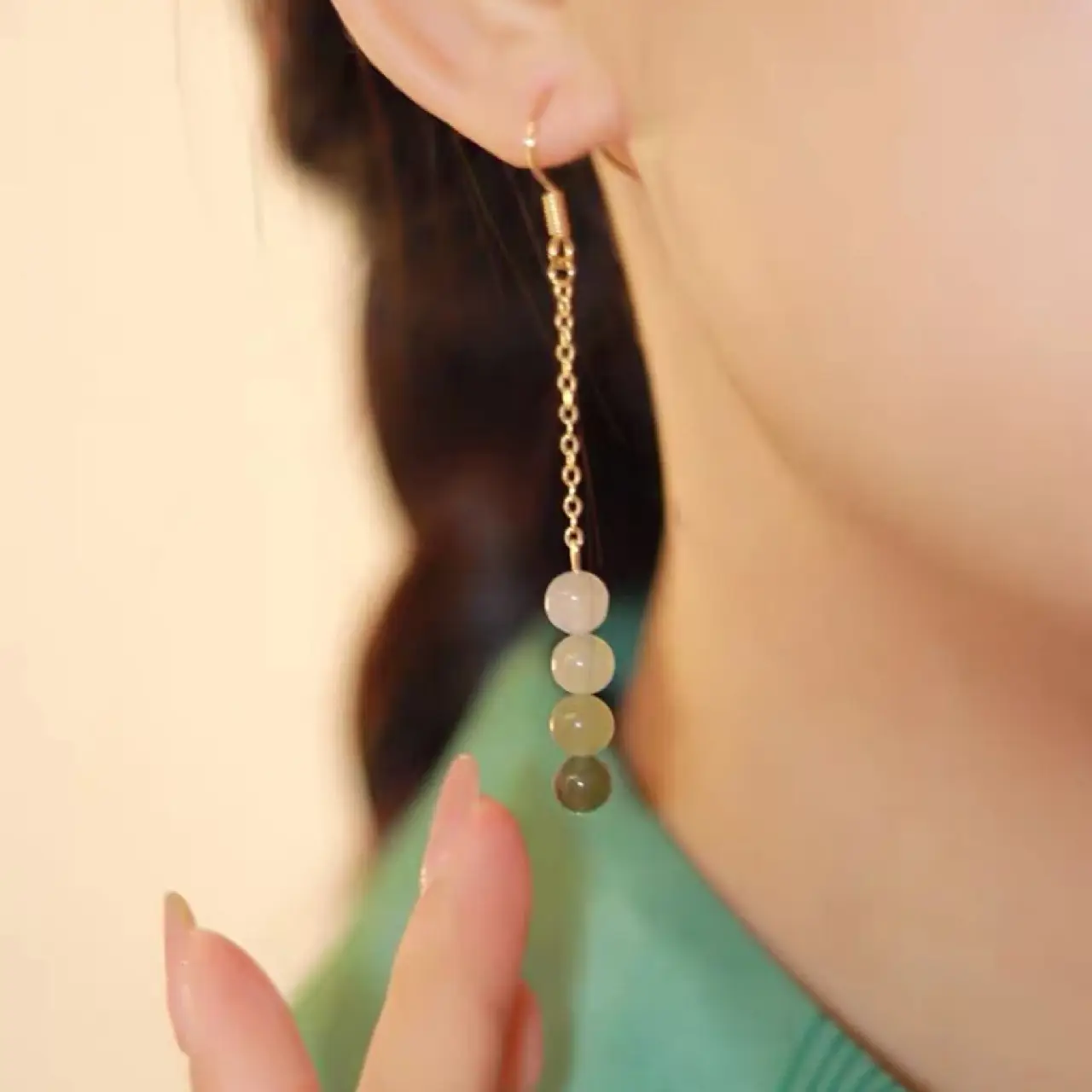 Jade Earrings for Women Retro Chinese Style Ear Hooks - Image 3