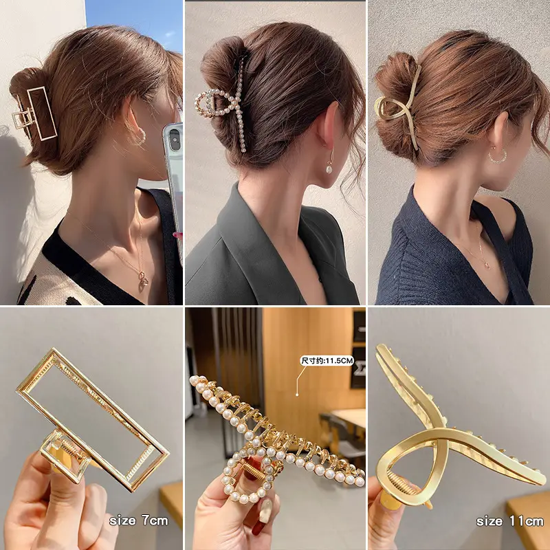 French Retro Pearl Hair Clip Large Size for Women - Image 29